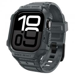 Set curea si carcasa Spigen Rugged Armor Pro compatibil cu Apple Watch 11 46mm, Dark Grey